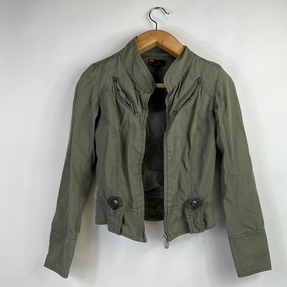 Women's Diesel Military Green Moto Jacket, Sz. S